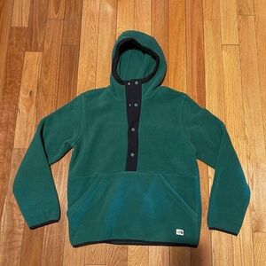 The North Face Pine Carbondale Green Navy Trim Fleece Snap Hoodie Size Medium